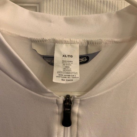 SUGOI Cycling Shirt White Grey With Pockets Compression Full Zip Men’s Size XL - Picture 3 of 8